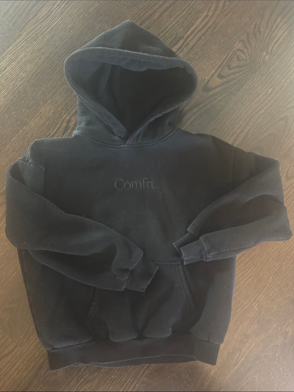 Comfort Embroidered Black youth Hoodie